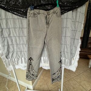 Retro Grey Denim with embellished leg